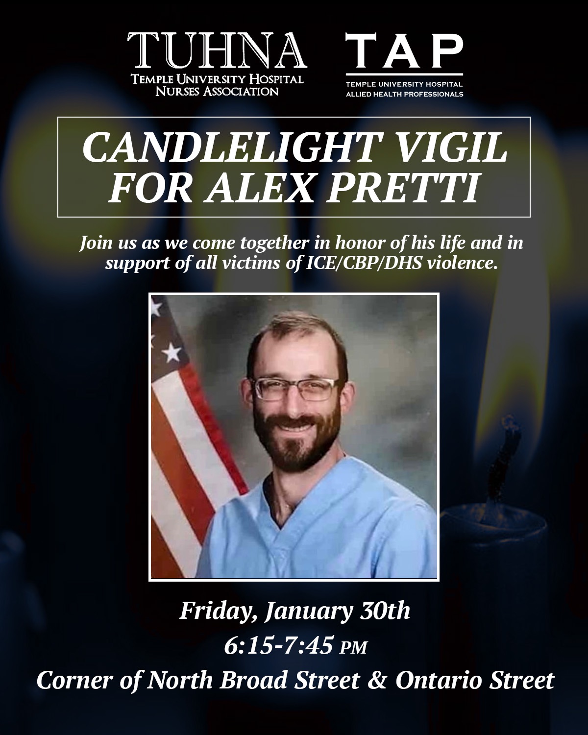 Temple Hospital Workers Vigil for Alex Pretti – Analog Punk
